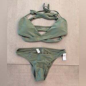 Aerie New with TagsSage Green Wrap Bikini Set